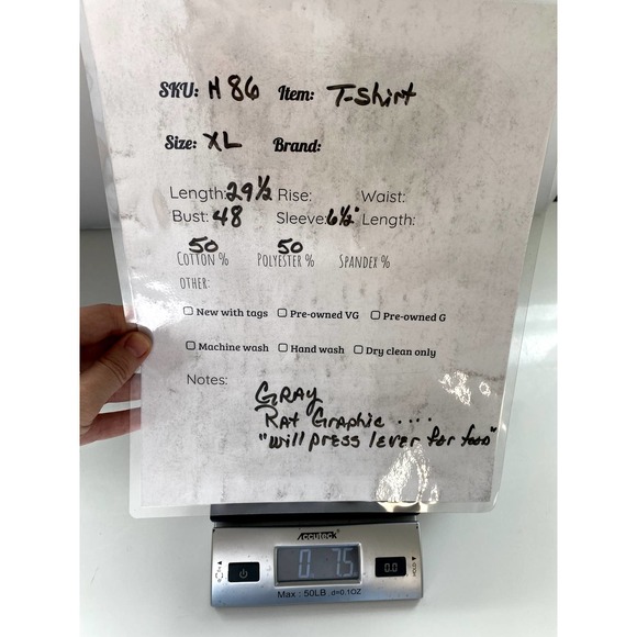 "Will Press Lever For Food" Gray Mouse T-Shirt - Picture 4 of 4